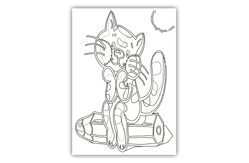 Bored Kitten Coloring Page