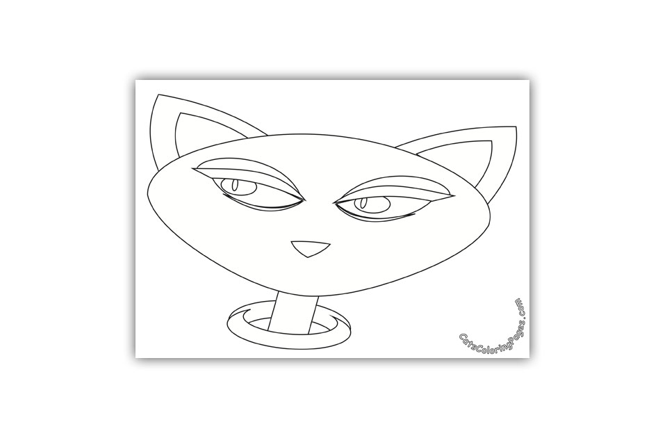 Pink Green Eyed Cat Coloring Page