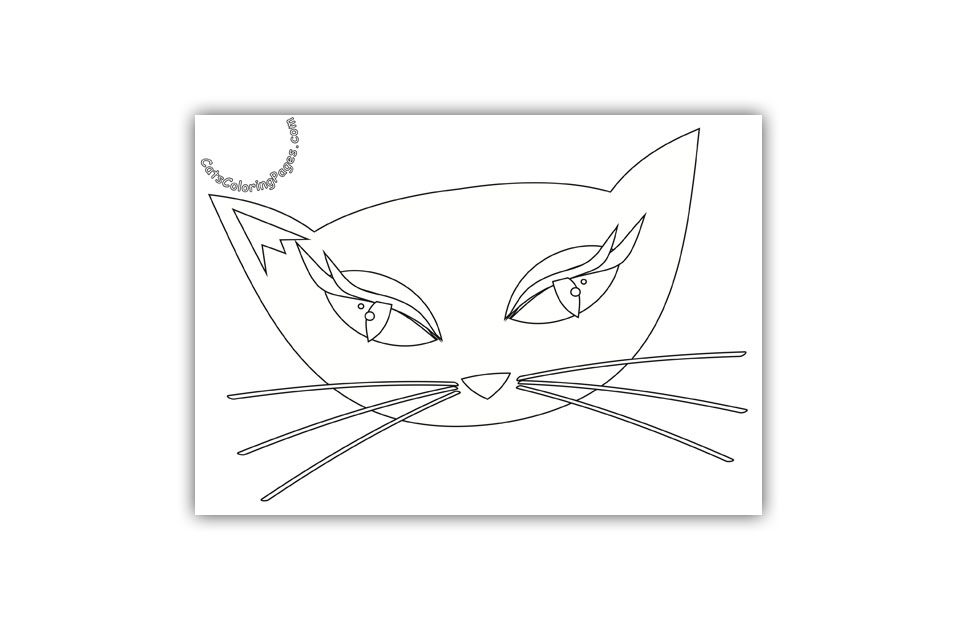 Fancy Green Eyed Cat Coloring Page
