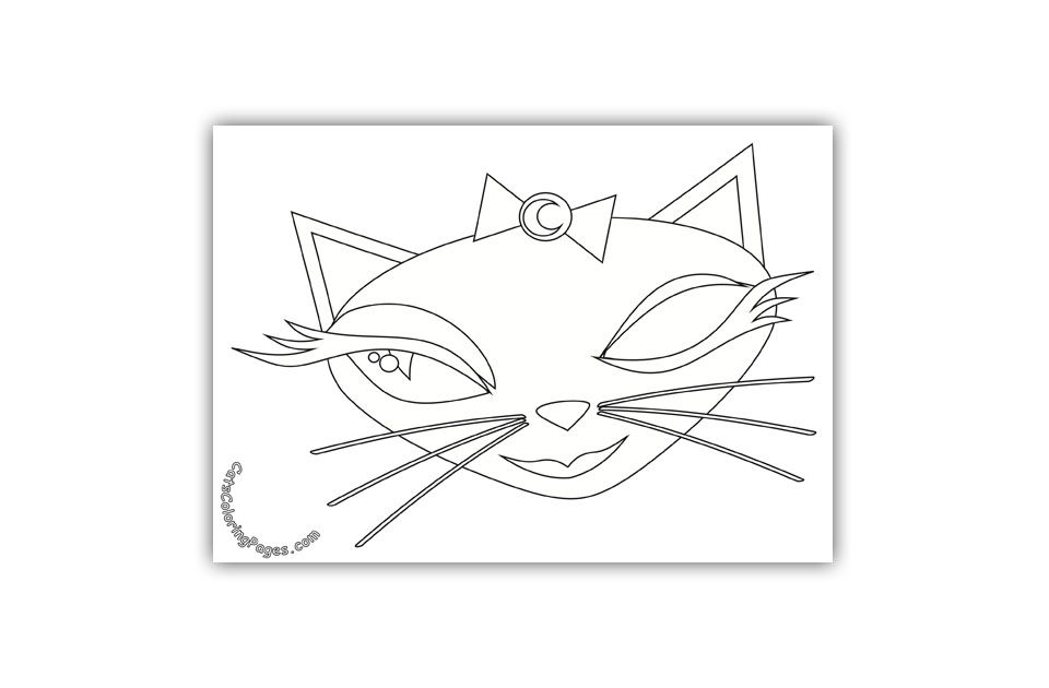 Cute Green Eyed Cat Coloring Page