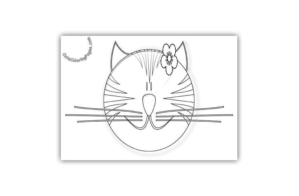 Smiling Fancy Pink Cat Coloring Page