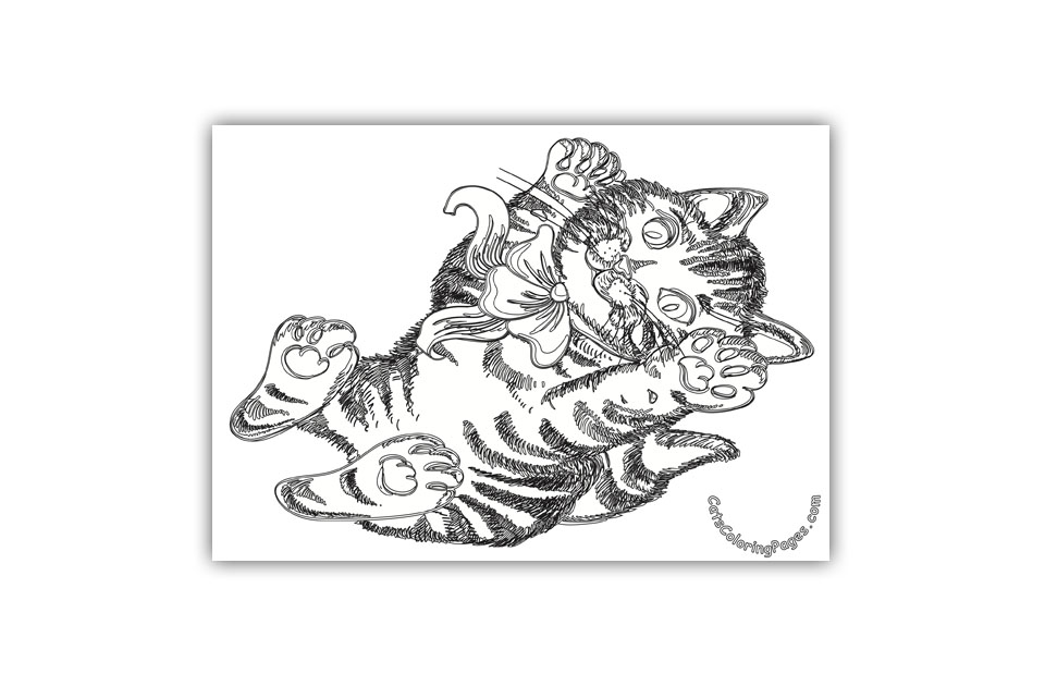 Cute Playful Kitten Coloring Page
