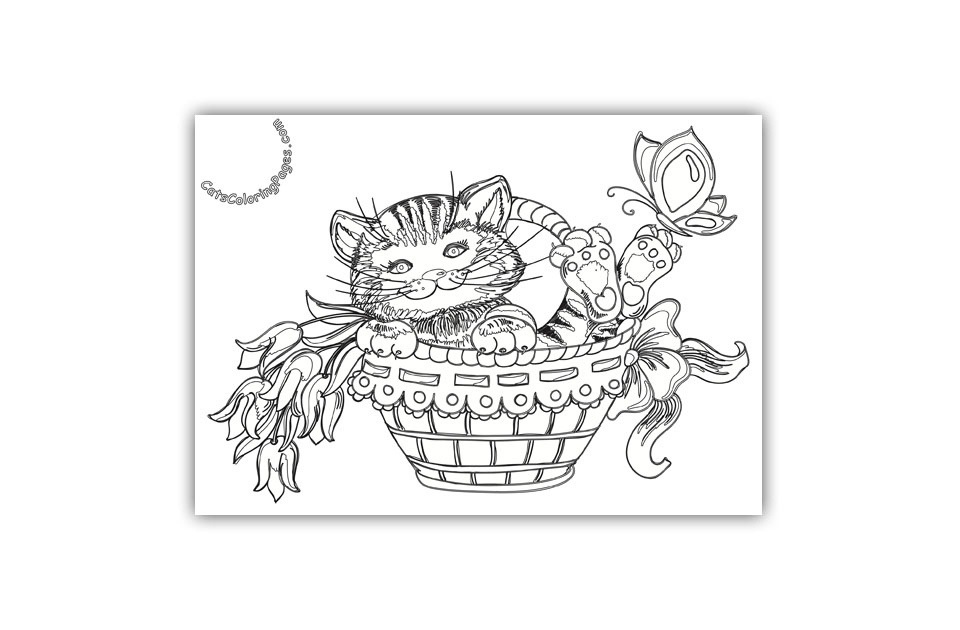 Happy Playful Kitten Coloring Page