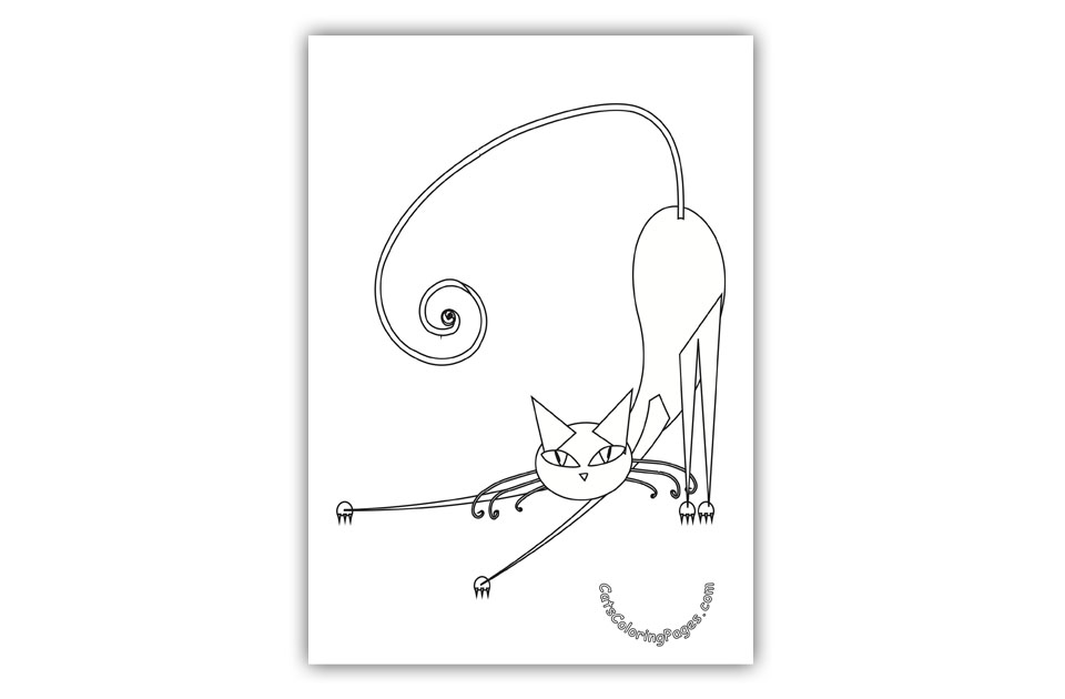 Cute Black Cat Coloring Page