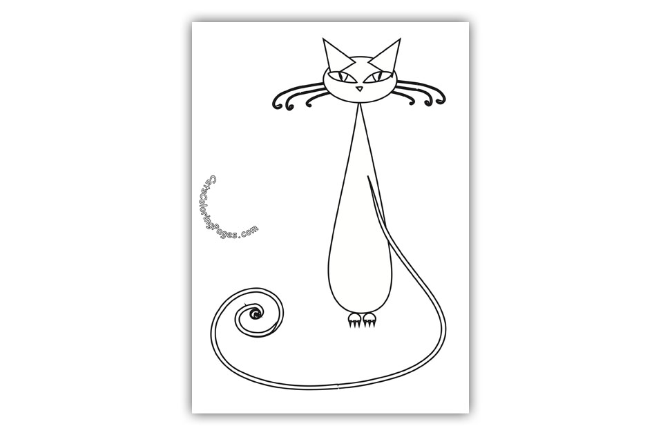 Sitting Black Cat Coloring Page