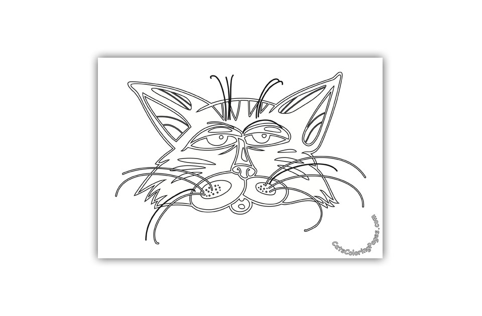 Blue Sleepy Cat Coloring Page