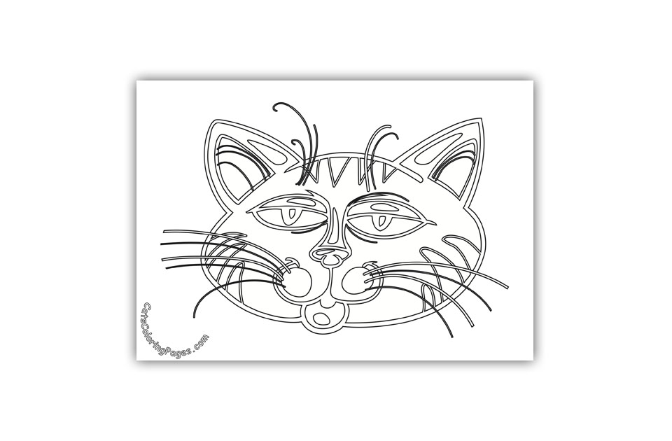 Orange Sleepy Cat Coloring Page