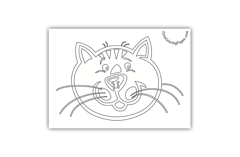 Surprised Orange Cat Coloring Page - Cats Coloring Pages