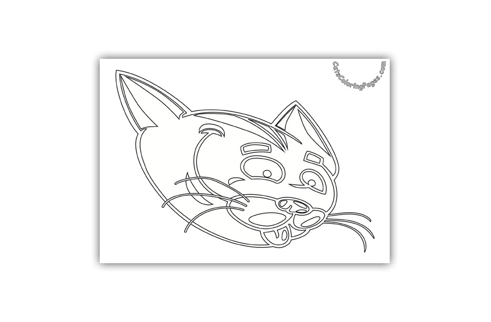 Tired Cat Coloring Page
