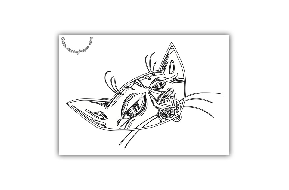 Expressive Cat Coloring Page