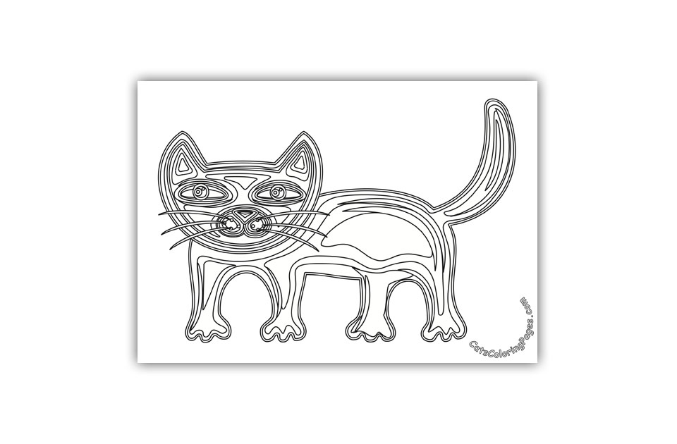 Kitten with Orange Wool Ball Coloring Page - Cats Coloring Pages