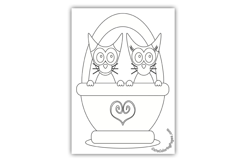 Two Cats in a Bag Coloring Page