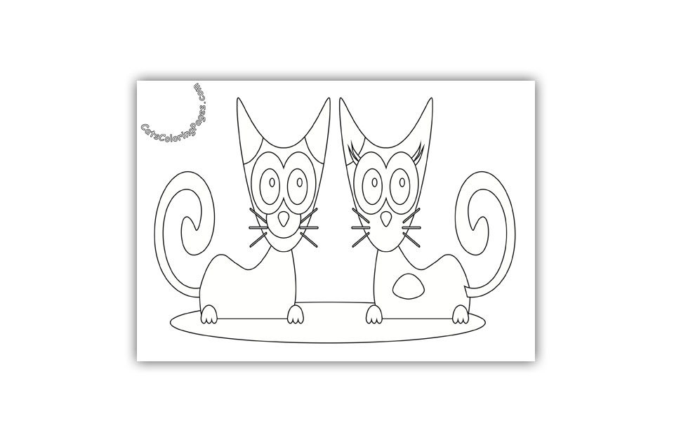 Two Cats Smiling Coloring Page