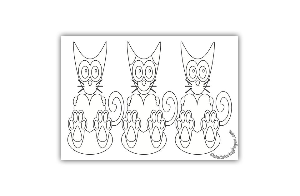 Three Lovely Cats Coloring Page