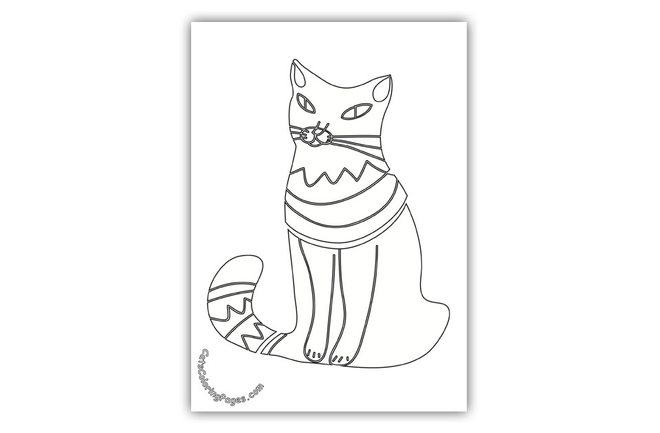 Cat Waiting for Food Coloring Page