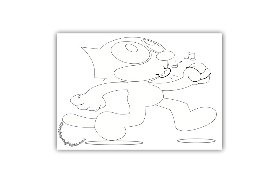 Whistling Cat Coloring Page