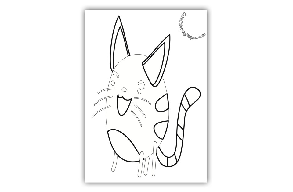 Funny Laughing Kitten Coloring Page