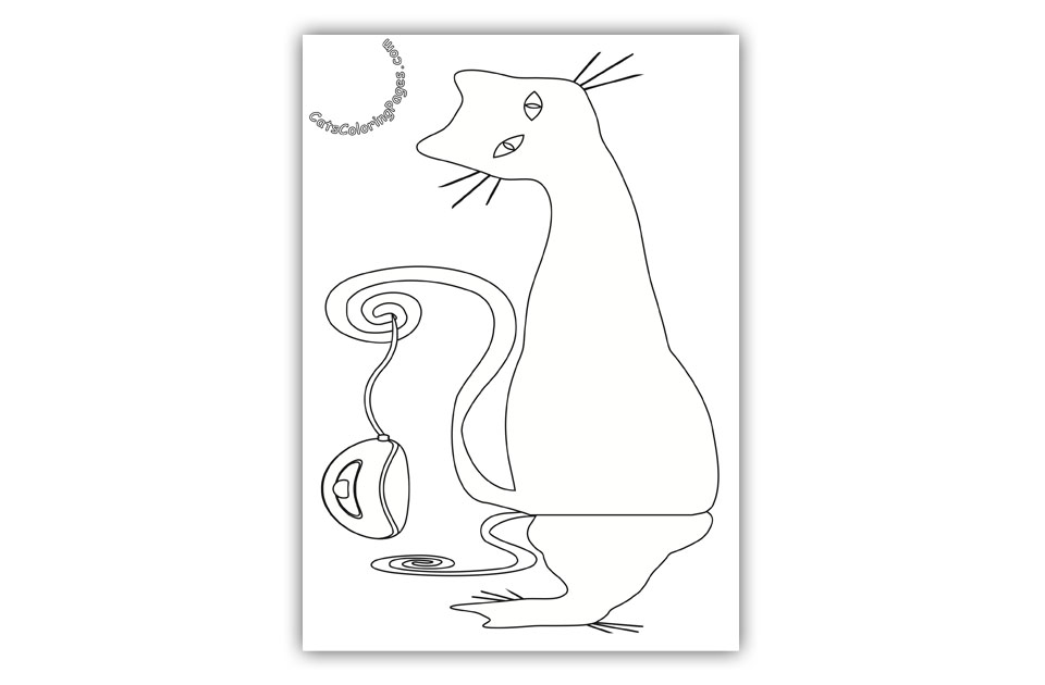 Cat and Mouse Coloring Page