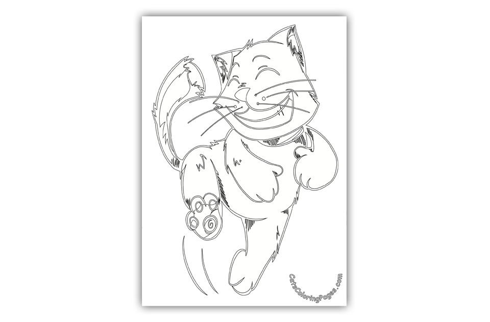 Dancing Orange Tomcat Coloring Page - Cats Coloring Pages