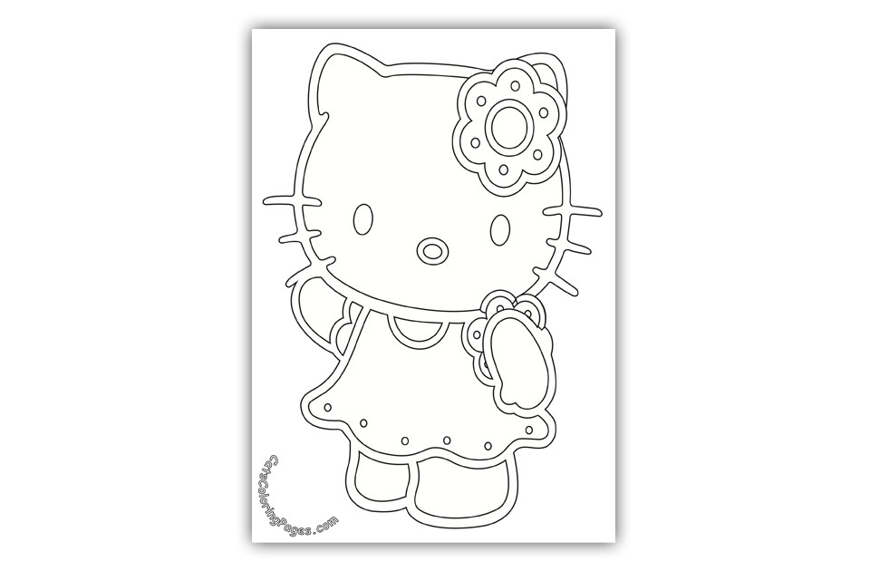 Sweet Cute Kitten Coloring Page