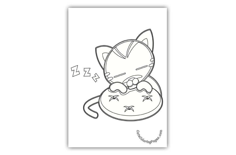 Little Cat Sleeping Coloring Page