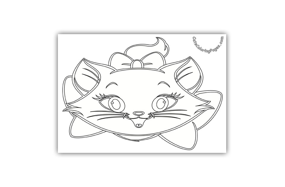 Laughing White Cat Coloring Page