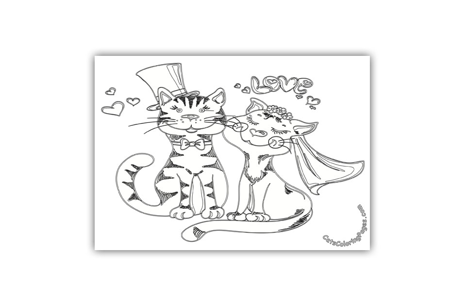 Married Cats Coloring Page
