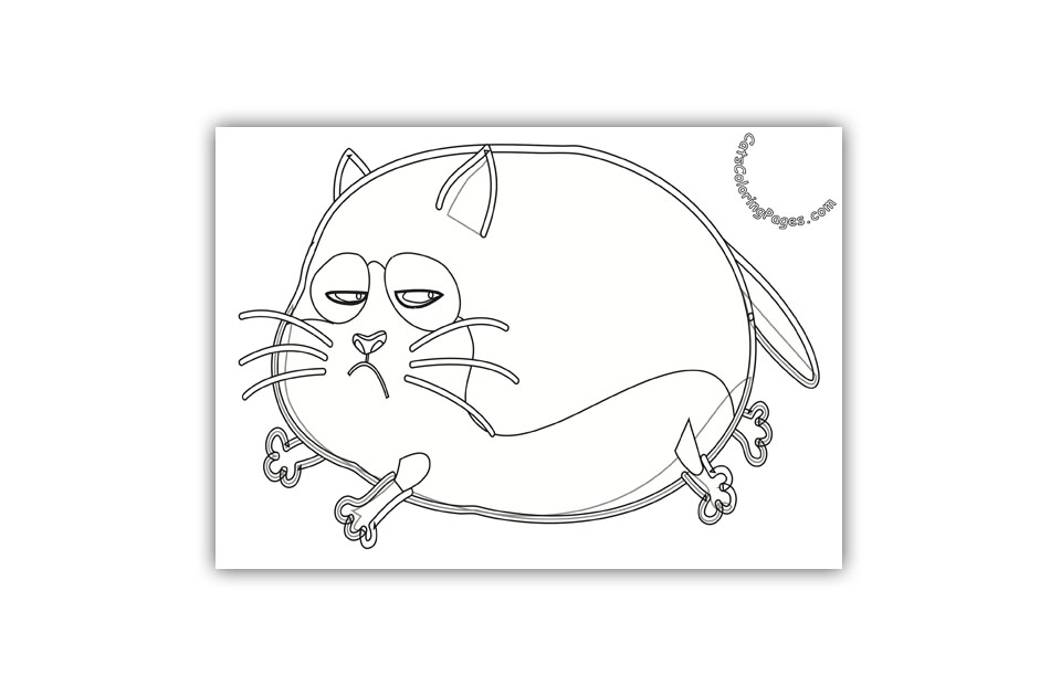 Fat Lazy Cat Coloring Page
