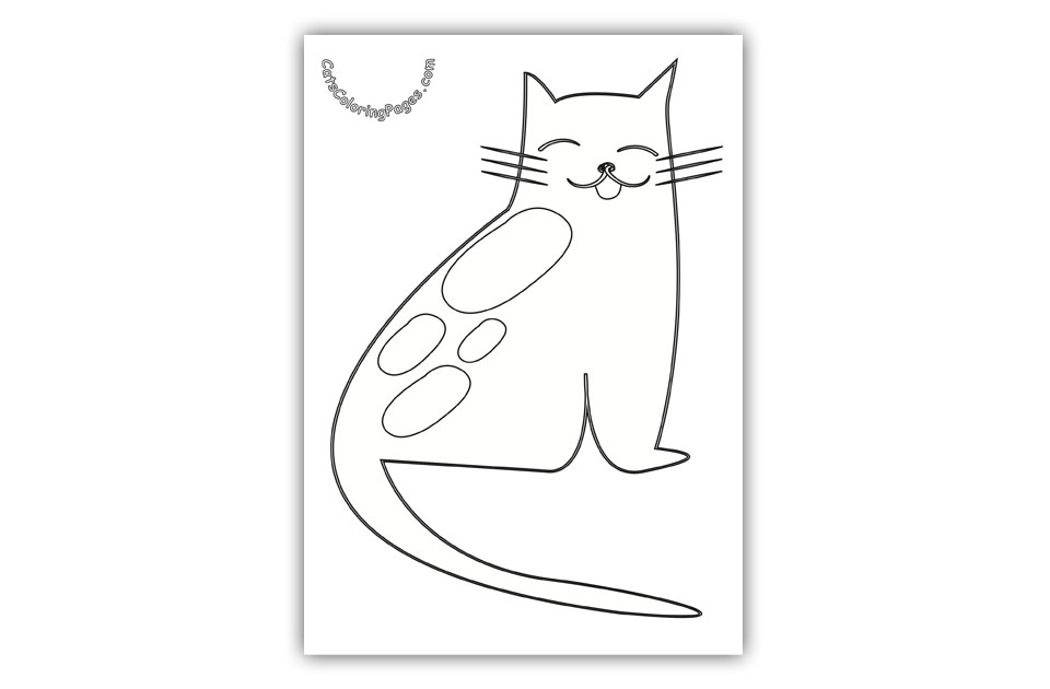 Happy Spotted Cat Coloring Page
