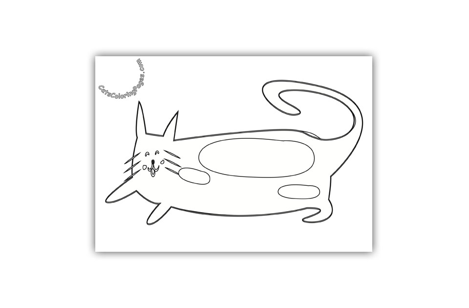 Happy Spotted Fat Cat Coloring Page