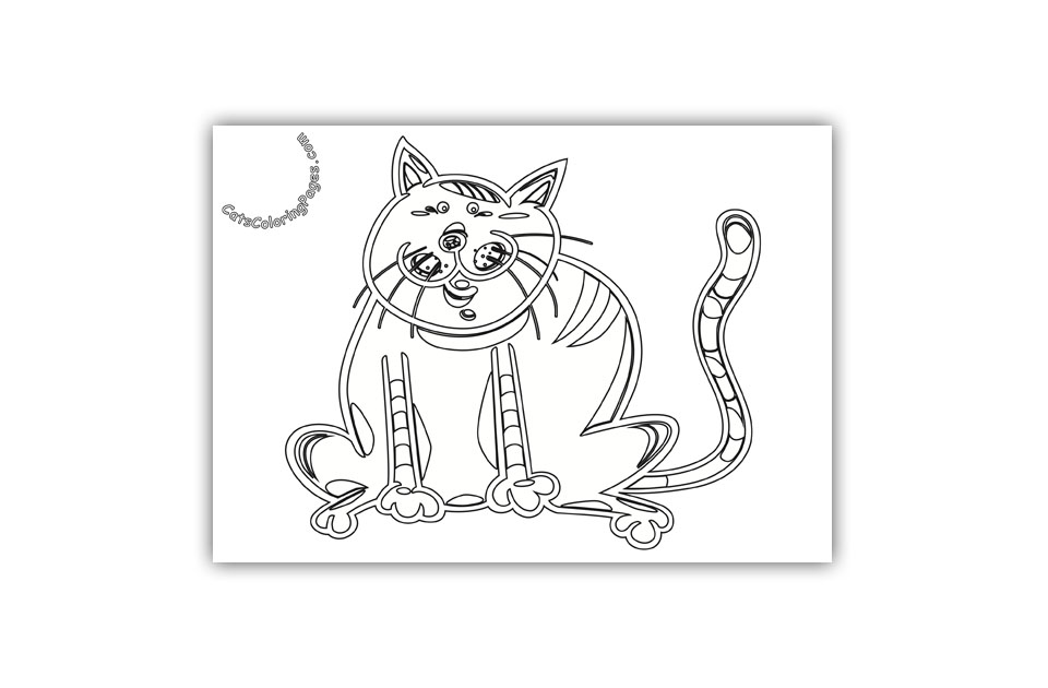 Happy Fat Tomcat Coloring Page