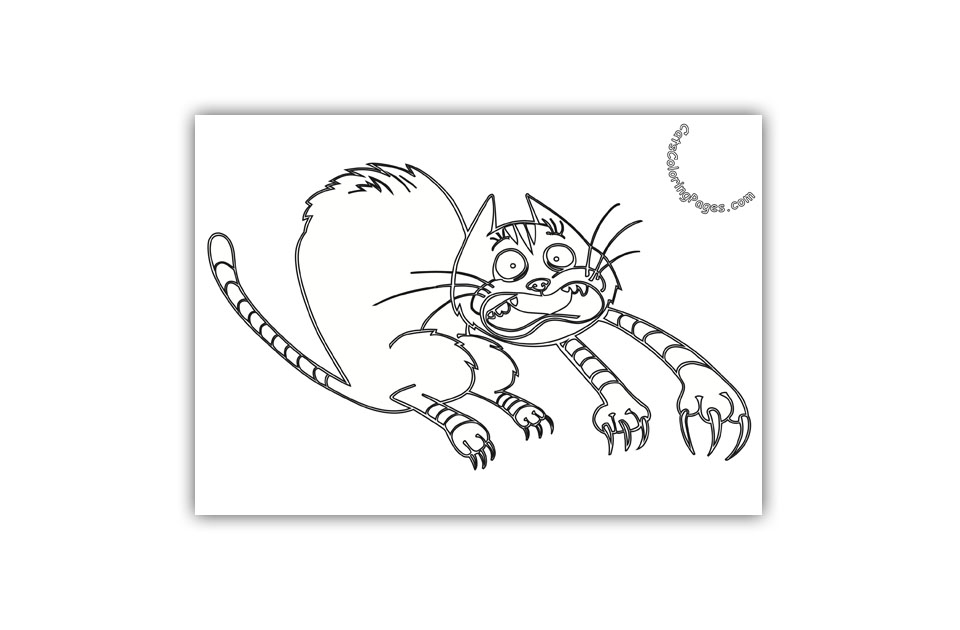 Scared Cat Coloring Page