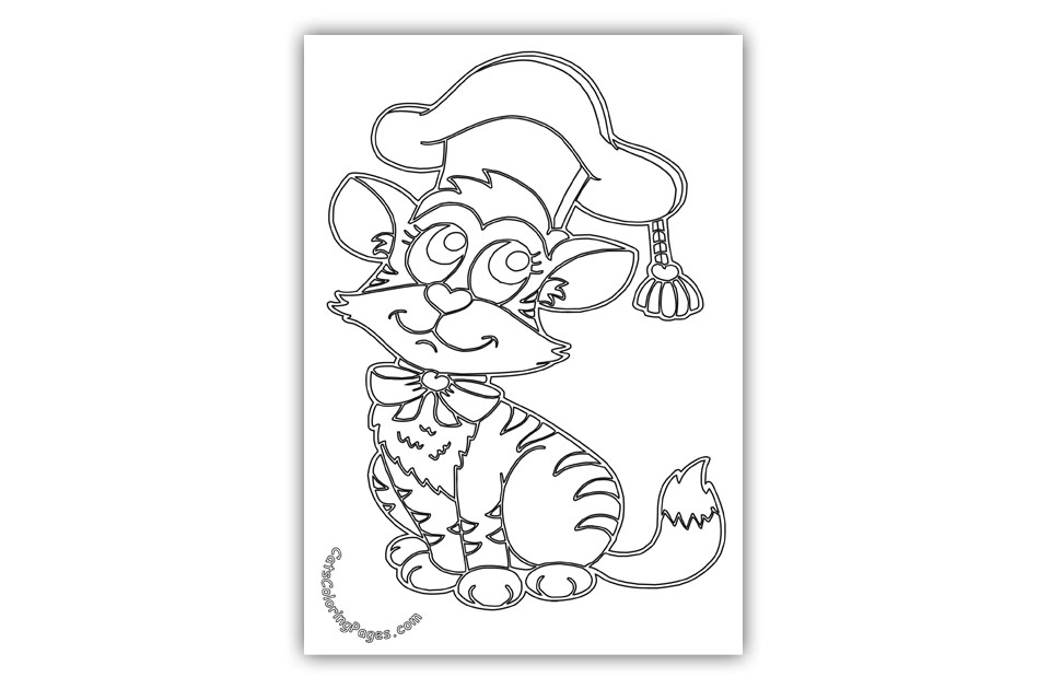 Cute Graduate Kitten Coloring Page