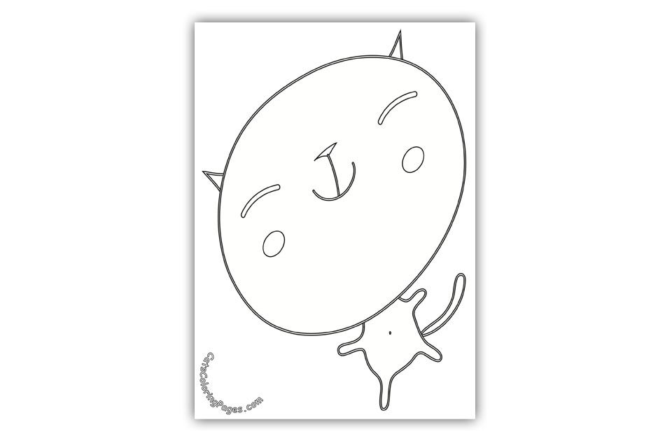 Happy Big Headed Kitten Coloring Page