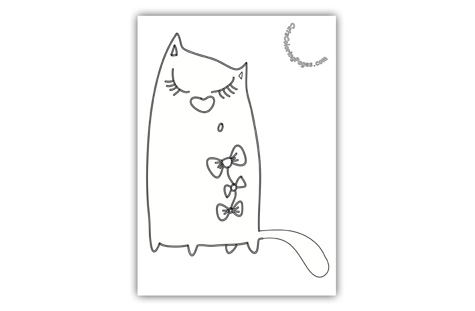 Elegant Pink Cat Coloring Page