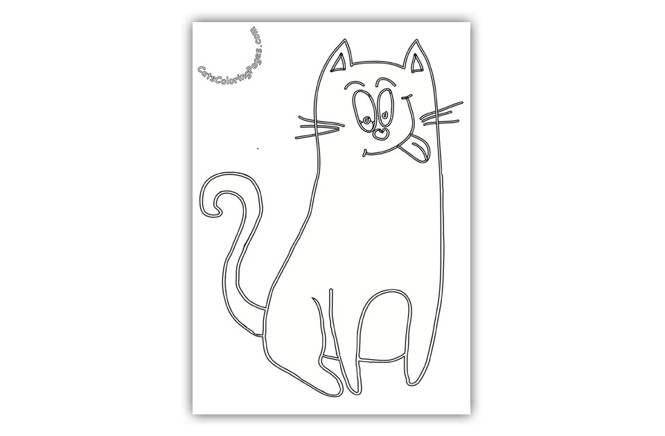 Happy Pink Cat Coloring Page