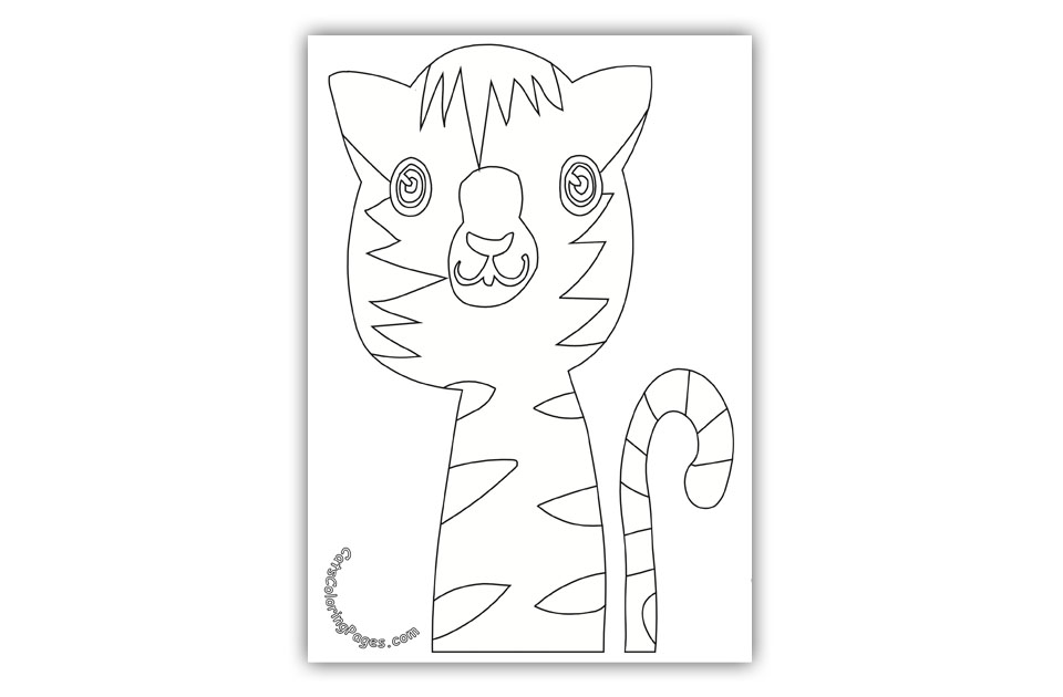 Curious Tabby Cat Coloring Page