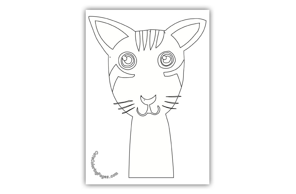 Big Eyed Kitten Tomcat Coloring Page