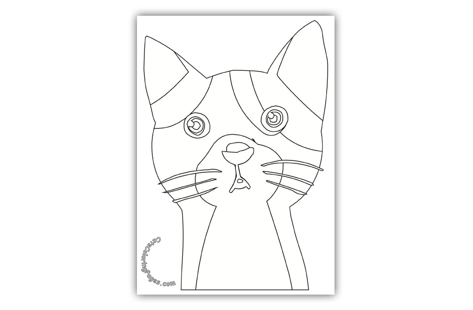 Two Colored Eyed Cat Coloring Page
