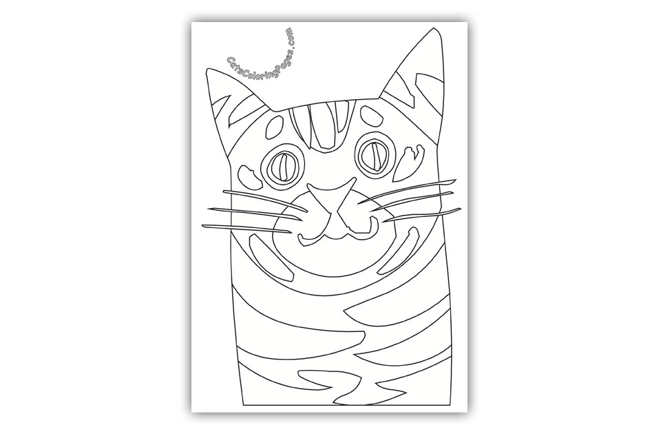 Spotted Senior Cat Coloring Page