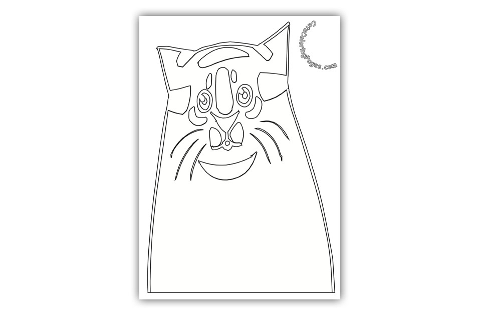 Happy Senior Fat Cat Coloring Page