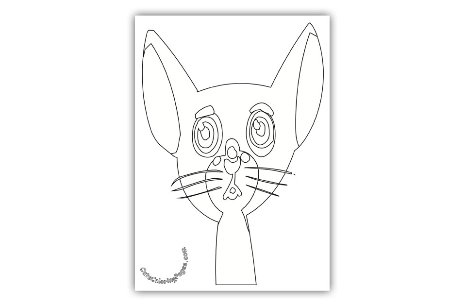 Curious Slim Cat Coloring Page