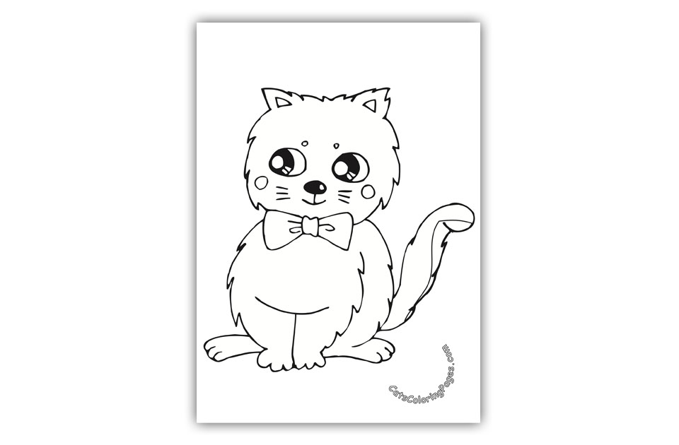 Cat with Bow Tie Coloring Page