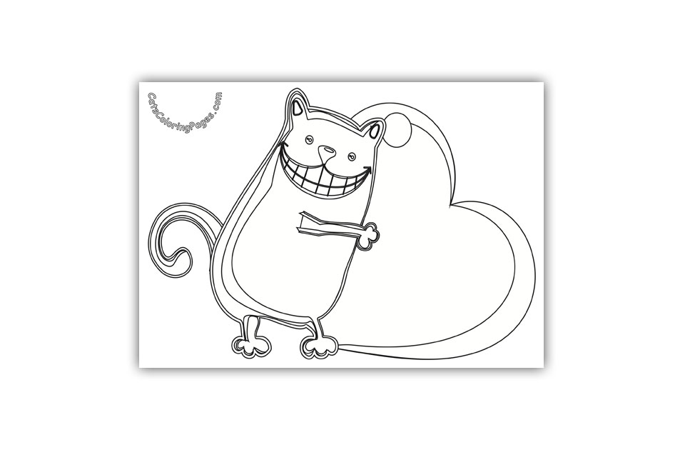 Tomcat with Big Heart Coloring Page