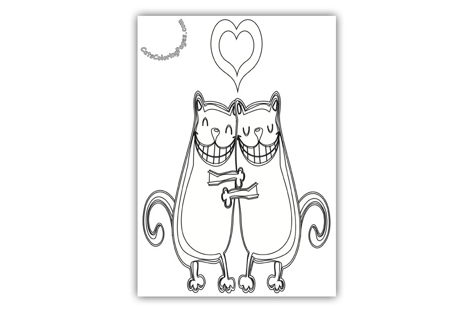 Best Friends Forever Cats Coloring Page