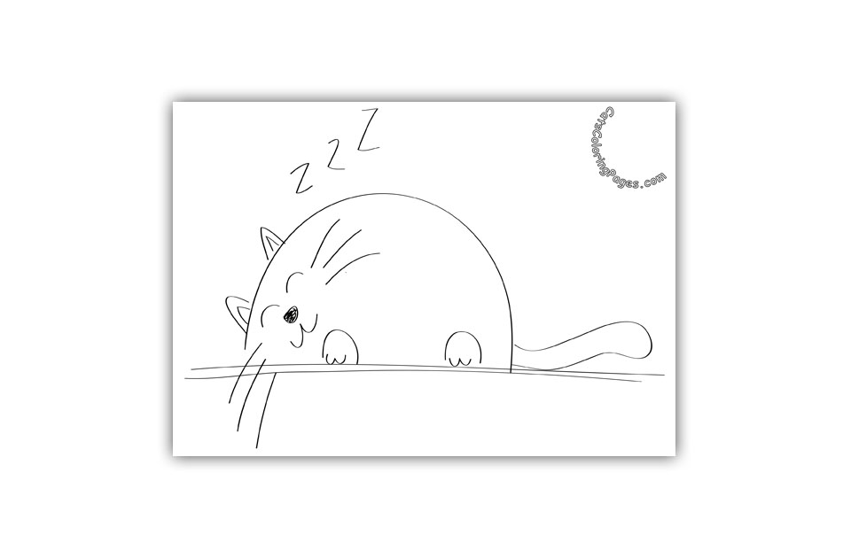 Sleeping Big Cat Coloring Page