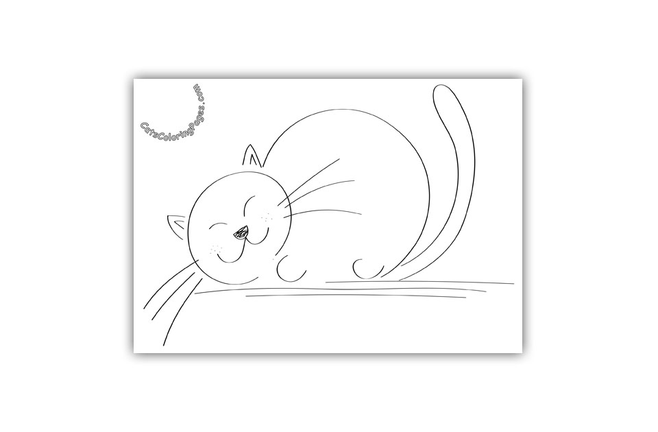 Sleeping Orange Cat Coloring Page