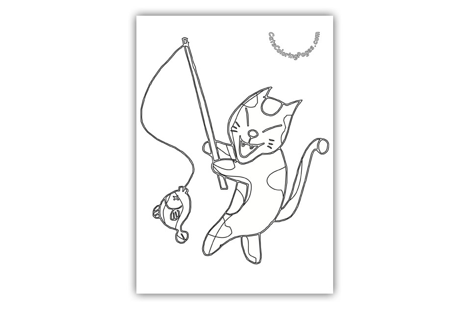 Japanese Fishing Cat Coloring Page