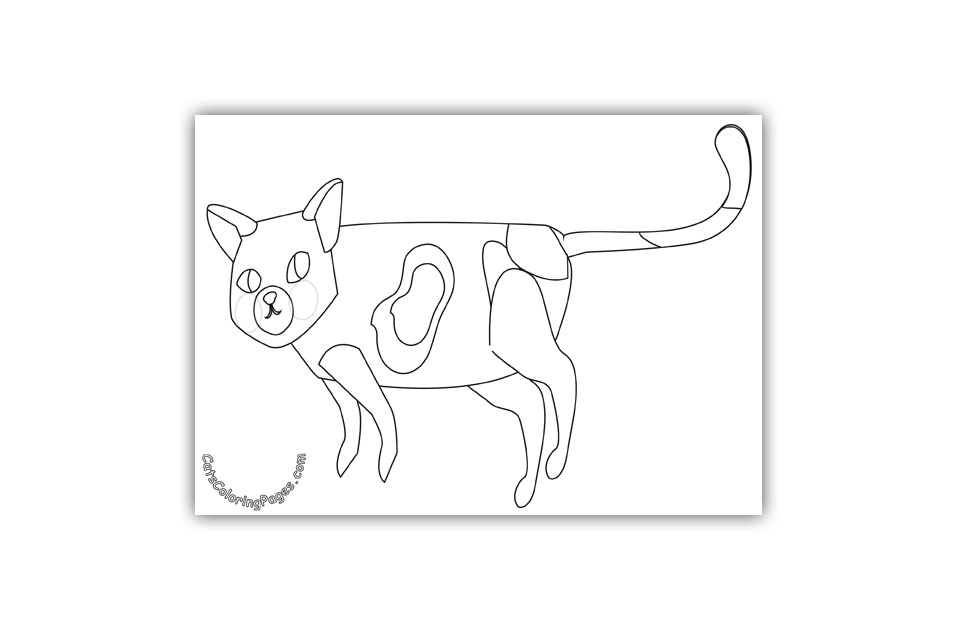 Spotted Cat Searching Coloring Page