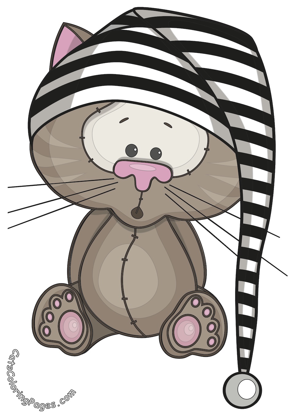 Sleepy Kitten Colored Coloring Page